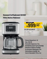 Homend 5046H Coffeebreak Filtre Kahve Makinesi 900 W