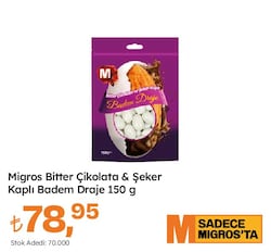 Migros 150 gr Bitter Çikolatalı Şeker Kaplı Badem Draje