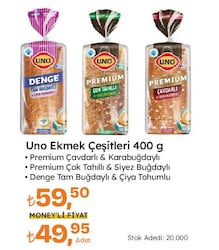 Uno Premium Çavdarlı ve Karabuğdaylı Ekmek 400 gr
