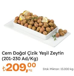 Cem Doğal Çizik Yeşil Zeytin 201-230 Ad/Kg