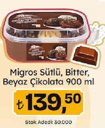 Migros Sütlü Bitter & Beyaz Çikolata Dondurma 900 ml