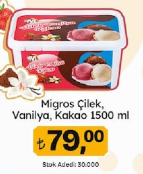 Migros Çilek & Vanilya & Kakao Dondurma 1.5 lt