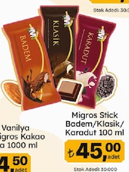 Migros Stick Bademli Dondurma 100 ml