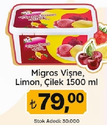 Migros Vişne & Limon & Çilek Dondurma 1.5 lt