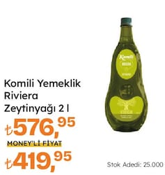 Komili Yemeklik Riviera Zeytinyağı 2 lt Pet