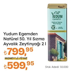 Yudum Egemden Natürel Sızma Ayvalık Zeytinyağı 2 L