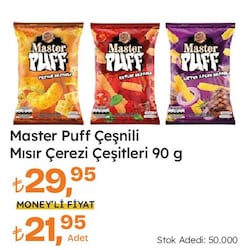 Master Nut Puff Biftek Soğan Aromalı Mısır Cipsi 90 gr