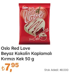 Oslo Red Love Beyaz Kokolin Kaplamalı Kırmızı Kek 50 g 