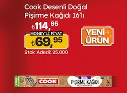Cook Desenli Doğal Pişirme Kağıdı 16'lı