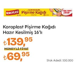 Koroplast Hazır Kesilmiş 42x37 cm 16 Yaprak Pişirme Kağıdı