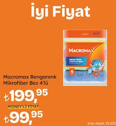 Macromax Clean & Coloro Rengarenk Mikrofiber Bez 4'lü