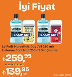 Le Petit Marseillais Akdeniz Çileği Banyo ve Duş Jeli 250 ML + Listerine Cool Mint 250 ML