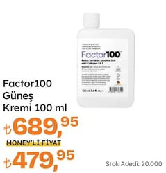 Factor100 100 ml 50 Faktör Güneş Kremi