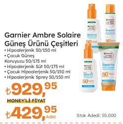 Garnier Ambre Solaire Sensitive Advanced 150 ml 50 Faktör Güneş Spreyi