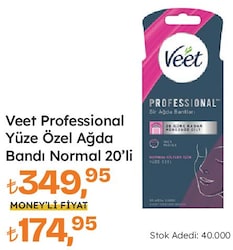Veet Professional Normal Ciltler için Yüze Özel 20'li Sir Ağda Bandı