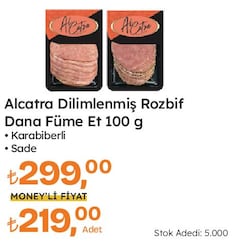 Alcatra Dilimlenmiş Rozbif Dana Füme Et 100 g Çeşitleri 