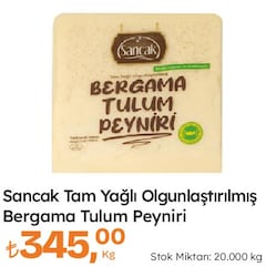 Sancak Tam Yağlı Olgunlaştırılmış Bergama Tulum Peyniri kg