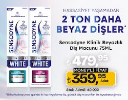 Sensodyne Klinik Beyazlık Güçlü Diş Minesi Florürlü Diş Macunu 75 ml