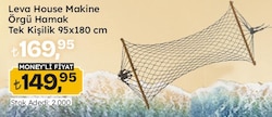 Leva House Makine Örgü Hamak Tek Kişilik 95x180 cm