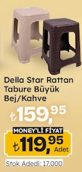 Della Star Rattan Tabure Büyük Bej/Kahve