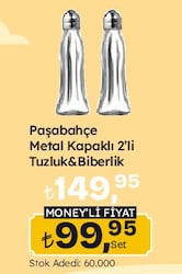Paşabahçe 80030 Metal Kapaklı 2'li Tuzluk Biberlik