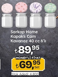 Sarkap Home 6'lı 40 ml Cam Kavanoz Yeşil Ekose