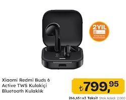 Xiaomi Redmi Buds 6 Active TWS Siyah Kulak İçi Bluetooth Kulaklık
