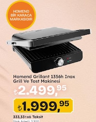 Homend Grillant 1356H 2000 W Inox Tost Makinesi