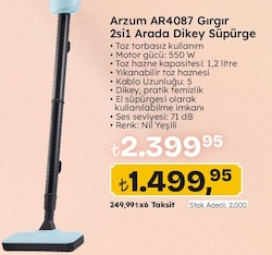 Arzum AR4087 Gırgır 2'si 1 Arada Dikey Elektrikli Süpürge