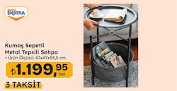 Kumaş Sepetli Metal Tepsili Sehpa