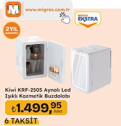 Kiwi KRF-2505 Aynalı Led Işıklı Kozmetik Buzdolabı Beyaz
