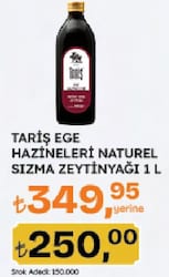 Tariş Ege Hazineleri Naturel Sızma Zeytinyağı 1 L