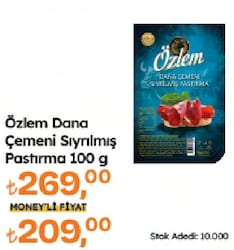 Özlem Çemeni Sıyrılmış Dana Pastırma 100 gr