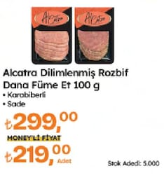 Alcatra Dilimlenmiş Rozbif Dana Füme Et 100 g Çeşitleri 