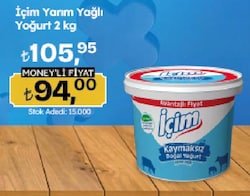İçim Yarım Yağlı Kaymaksız Yoğurt 2 kg