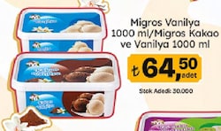 Migros Vanilya Dondurma 1 lt