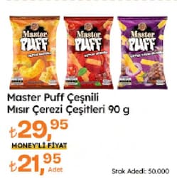 Master Nut Puff Biftek Soğan Aromalı Mısır Cipsi 90 gr