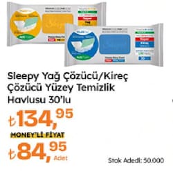 Sleepy Easy Clean Süper Yağ Çözücü Temizlik Havlusu 30 Yaprak
