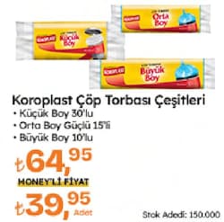Koroplast Güçlü Küçük Boy Çöp Poşeti 30'lu