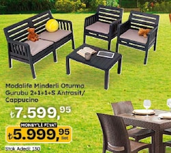 Modalife Minderli Oturma Gurubu 2+1+1+S Antrasit/Cappucino 