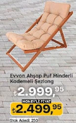 Evvon Ahşap Puf Minderli Kademeli Şezlong 