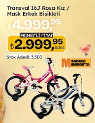 Transval 16J Rosa Kız/Mask Erkek Bisikleti