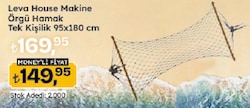 Leva House Makine Örgü Hamak Tek Kişilik 95x180 cm
