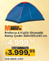 Proforce 6 Kişilik Otomatik Kamp Çadırı 260x220x145 cm