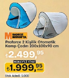 Proforce 2 Kişilik Otomatik Kamp Çadırı 200x100x90 cm