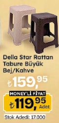 Della Star Rattan Tabure Büyük Bej/Kahve