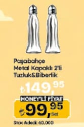 Paşabahçe 80030 Metal Kapaklı 2'li Tuzluk Biberlik