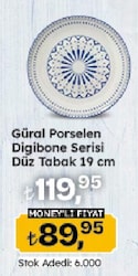 Güral Porselen Digibone Serisi Düz Tabak 19 cm 
