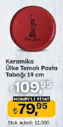 Keramika Ülke Temalı Pasta Tabağı 19 cm