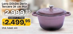 Lava Mor Döküm Derin Tencere 24 cm 